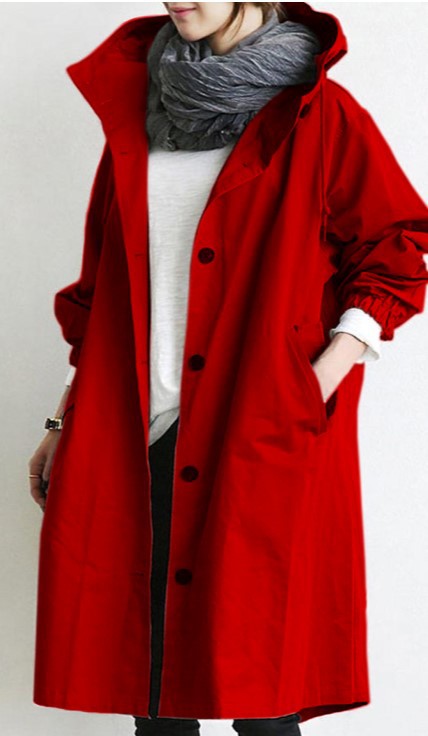 Warm Women's Hooded Cotton Trench Coat
