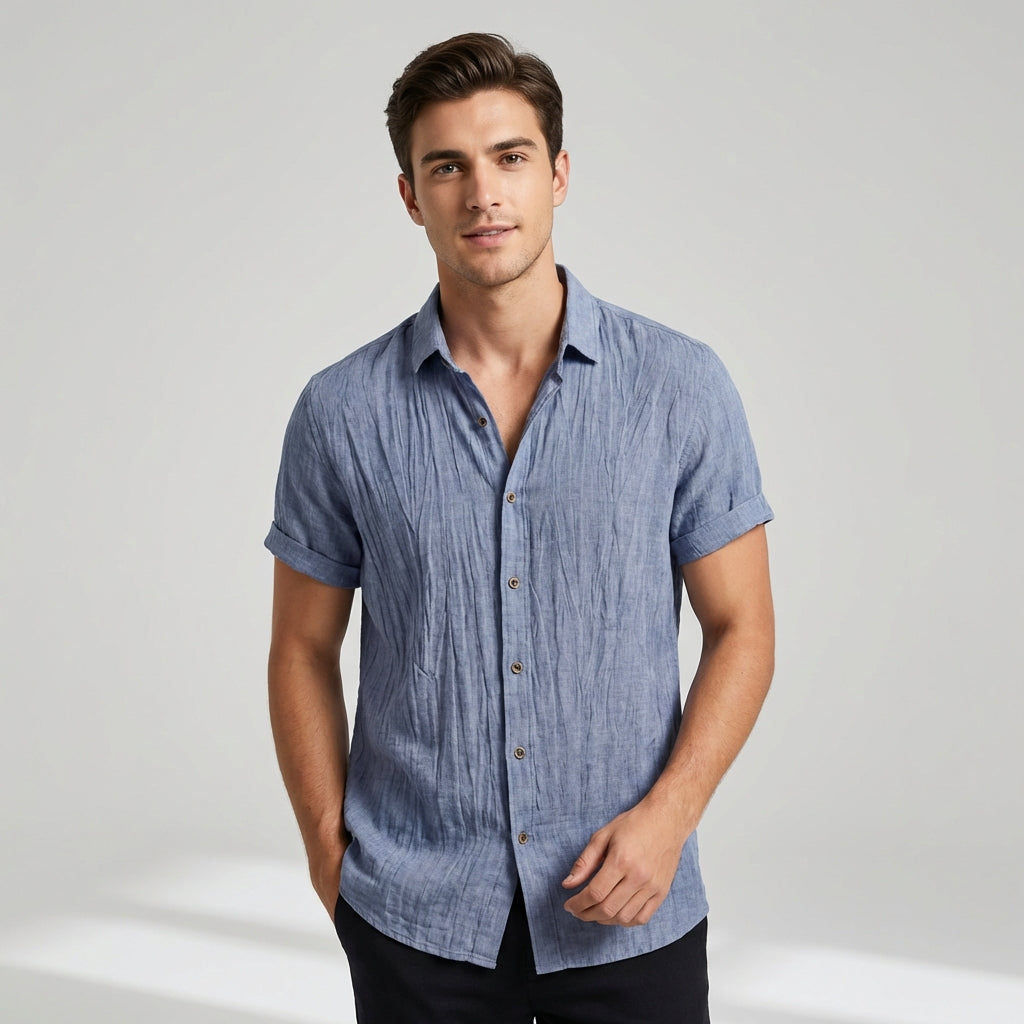 Casual Fit Short Sleeve Collar Shirt