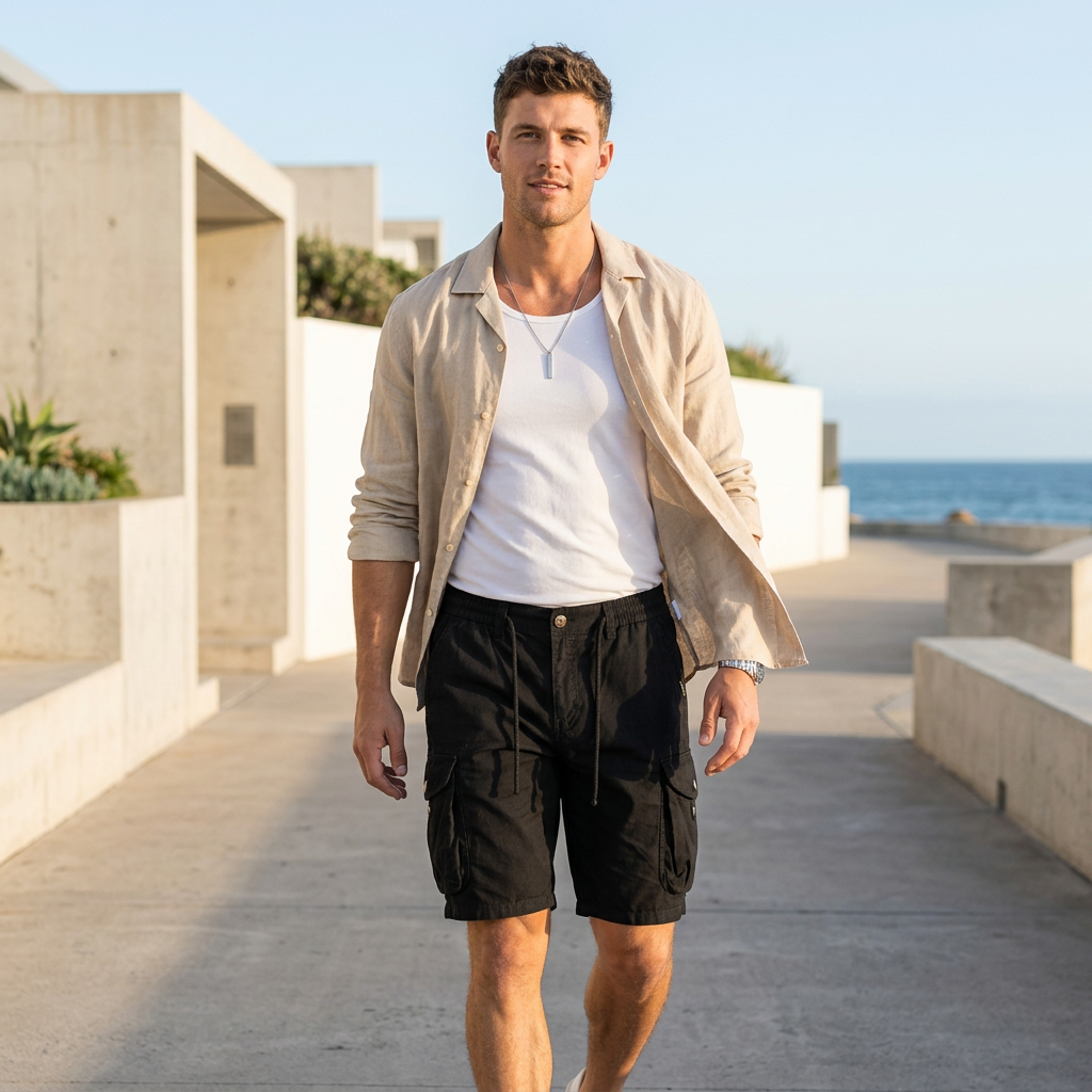 Comfortable Elastic Waist Cargo Shorts