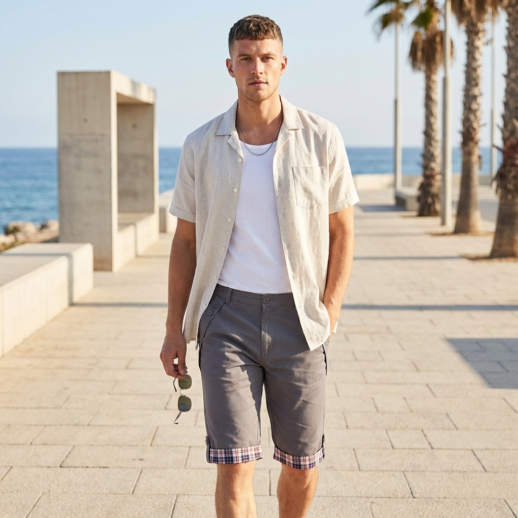 Casual Fit Plaid Capri Shorts