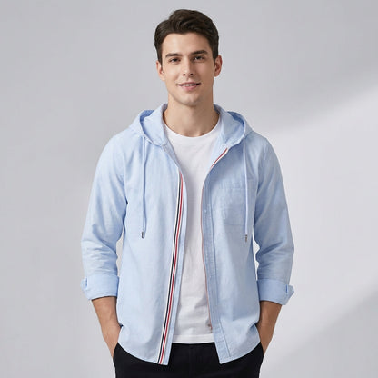 Casual Loose Fit Hoodie Zip Up Shirt - OutfitLondon