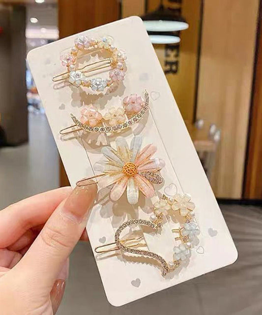 Women's Floral Hair Clips Alloy 4 Piece Set - OutfitLondon
