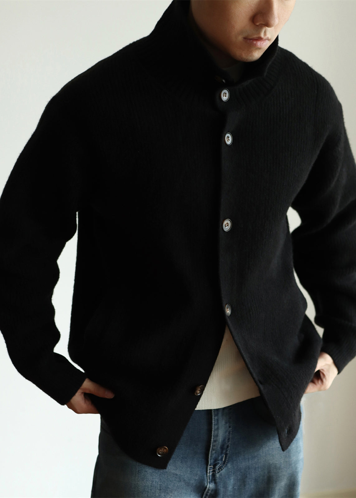 Men's Wool Blend Winter Coat Button Front Relaxed Fit - OutfitLondon