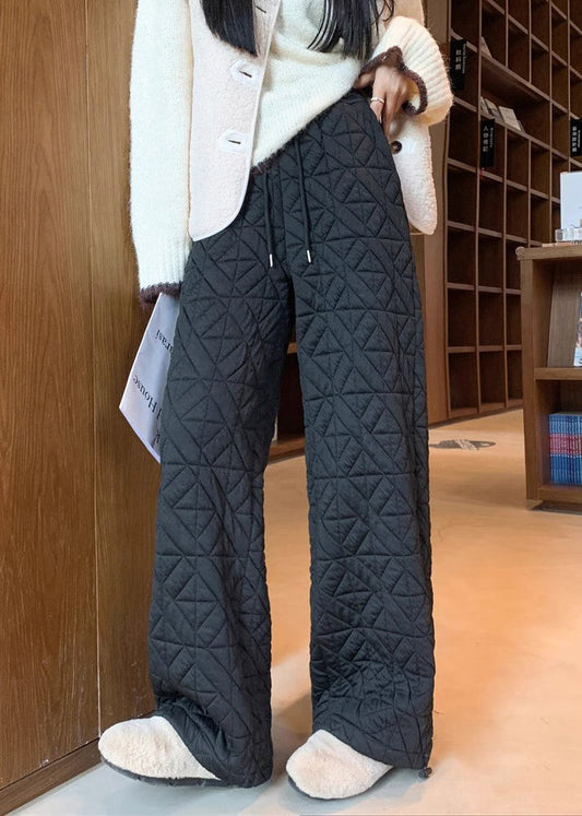 Men's Plaid Winter Pants Warm Fleece Lining Black - OutfitLondon