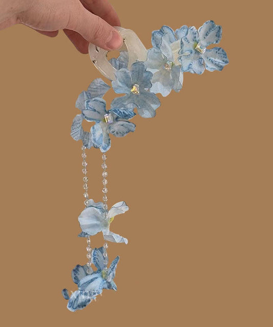 Women's Blue Hair Pin Alloy Floral Pom Pom - OutfitLondon
