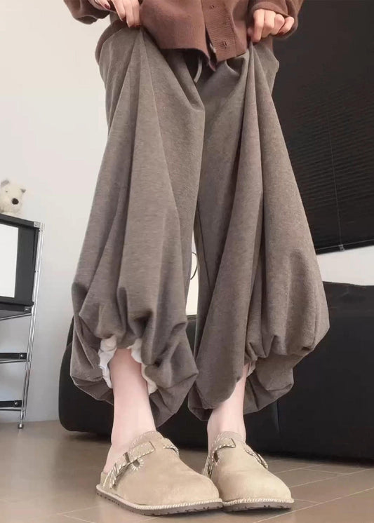 Unisex Cotton Winter Pants Drawstring Coffee Pocket Lantern Style - OutfitLondon