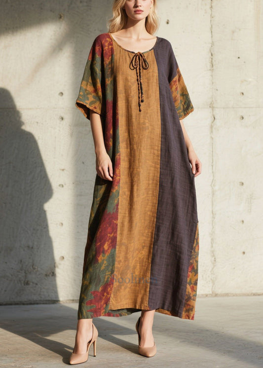 Oversized Cotton Patchwork Dress Breathable Comfortable - OutfitLondon