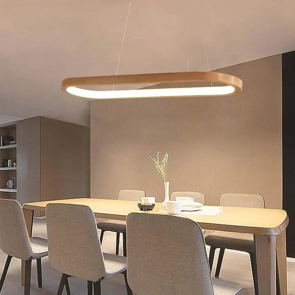 Rustic Wooden Pendant Light, Dimmable Kitchen Lamp - OutfitLondon