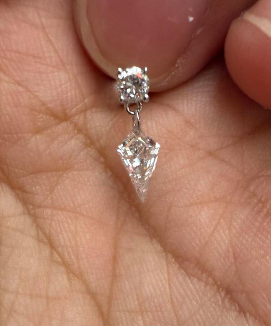 Women's Sterling Silver Zircon Dangle Earrings Nude 2.5cm - OutfitLondon