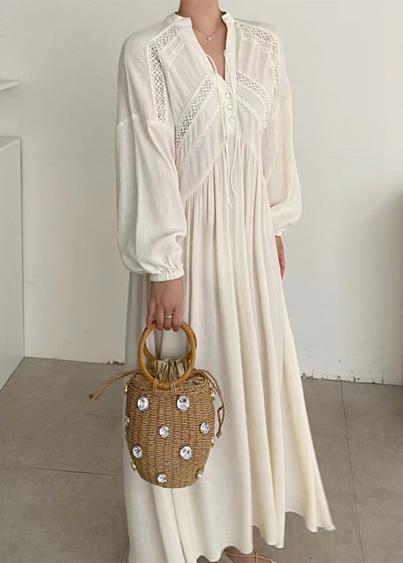 Women's Lace Maxi Robe V Neck Lightweight Breathable - OutfitLondon