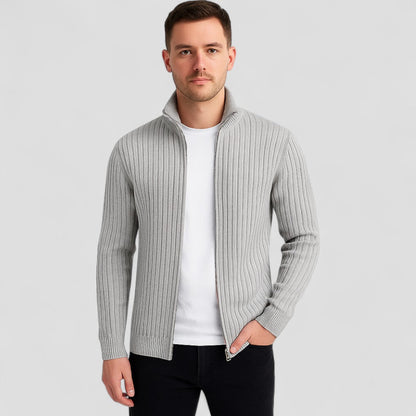 Classic Fit Crew Neck Knit Cardigan for Men