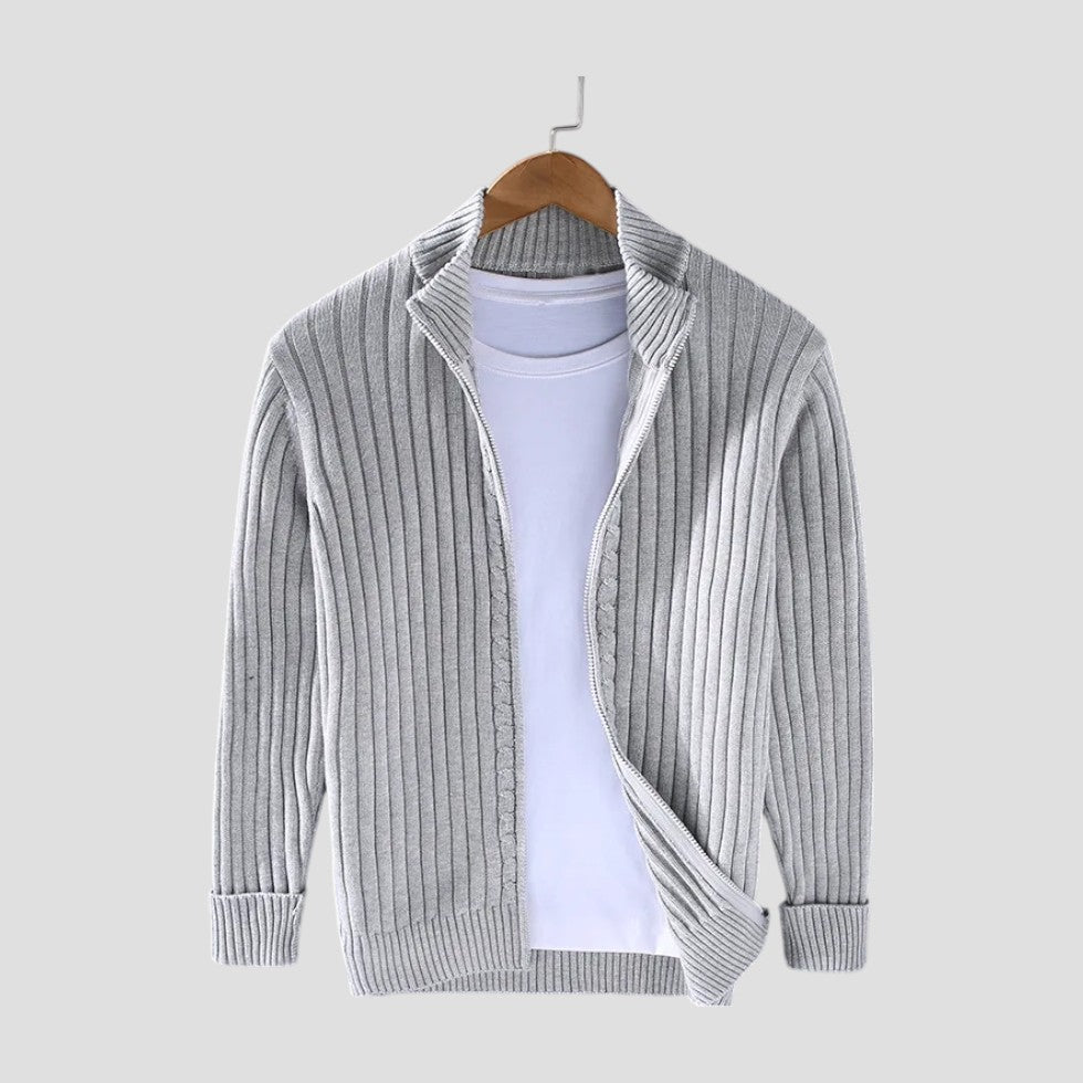 Classic Fit Crew Neck Knit Cardigan for Men