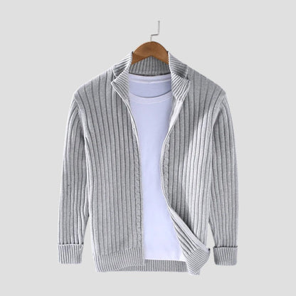Classic Fit Crew Neck Knit Cardigan for Men