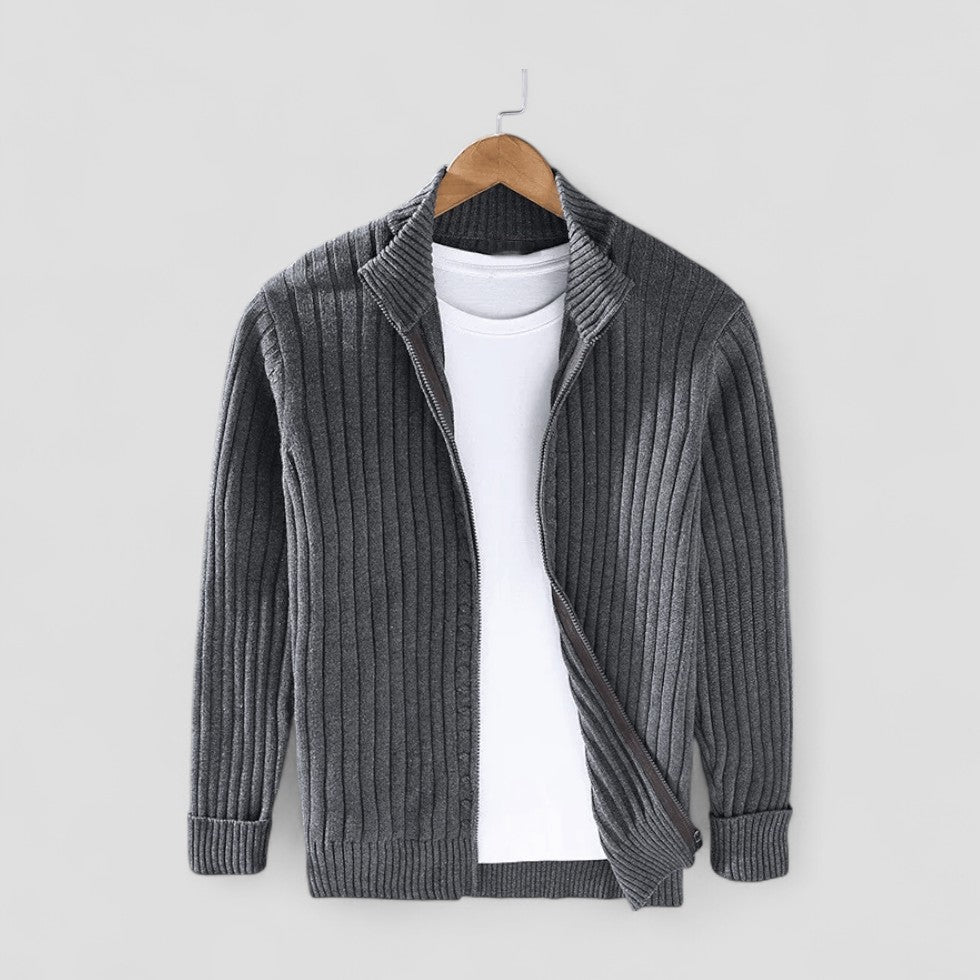 Classic Fit Crew Neck Knit Cardigan for Men - OutfitLondon
