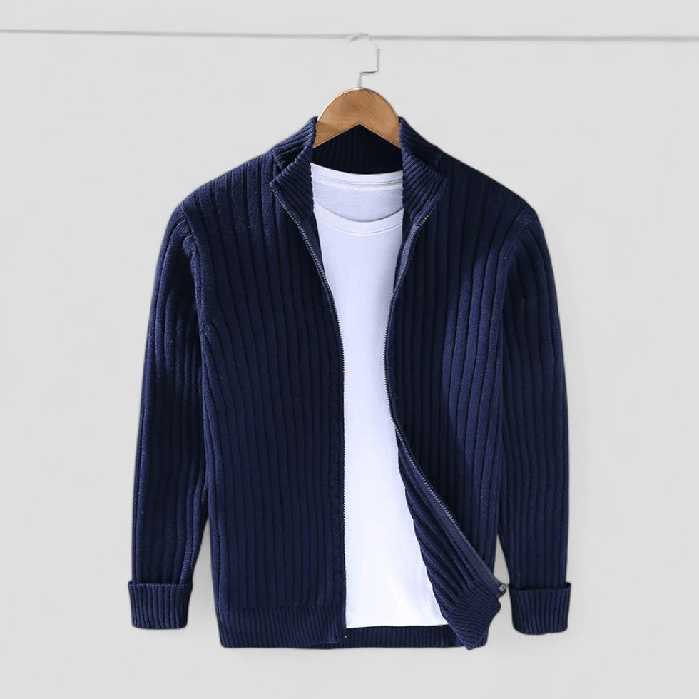 Classic Fit Crew Neck Knit Cardigan for Men