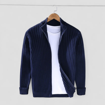Classic Fit Crew Neck Knit Cardigan for Men