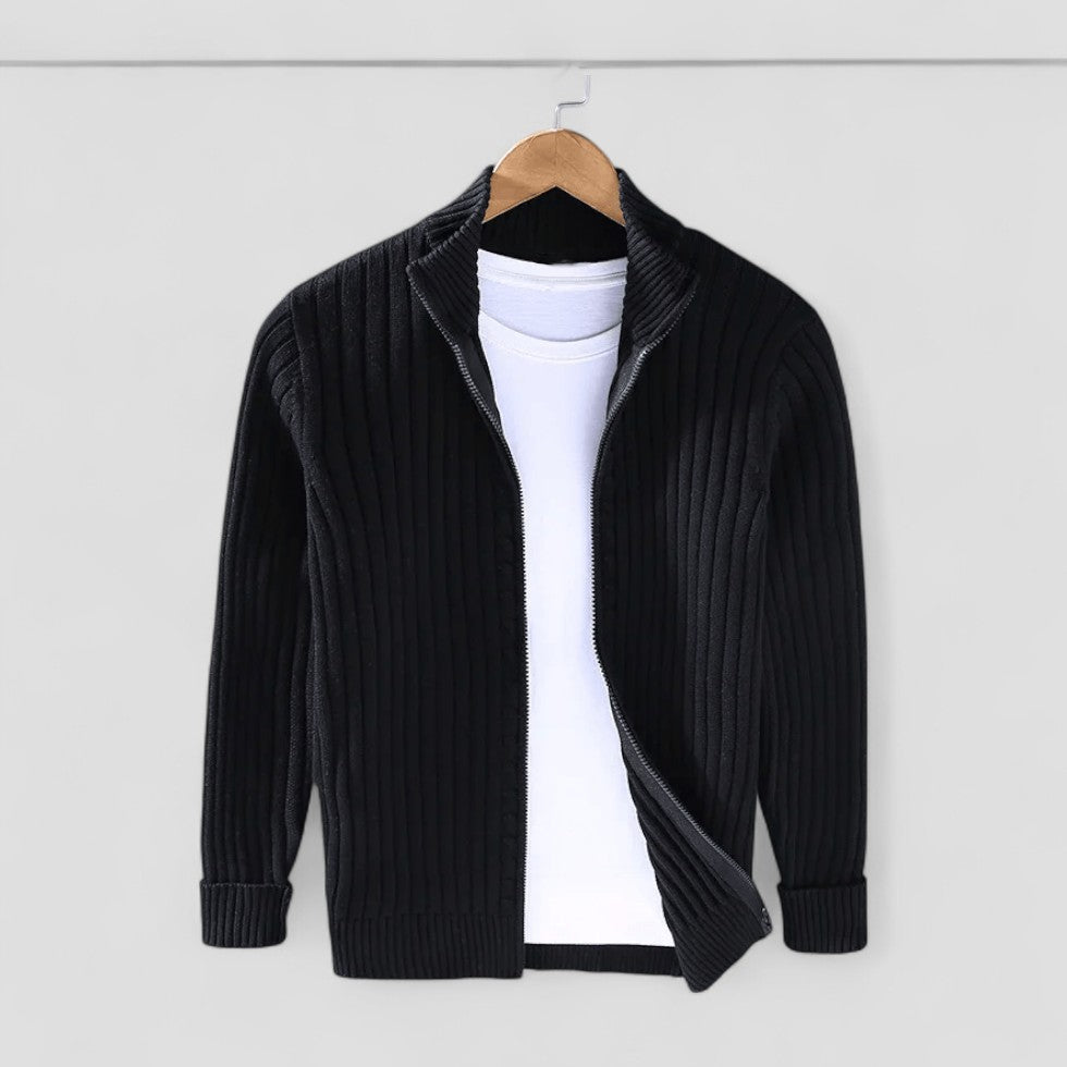 Classic Fit Crew Neck Knit Cardigan for Men