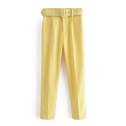 Relaxed Fit High Waisted Women's Trousers with Belt
