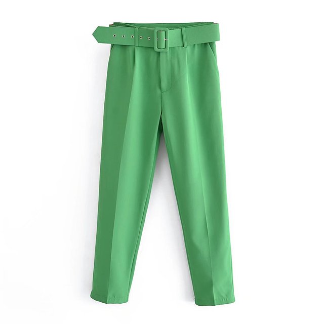 Relaxed Fit High Waisted Women's Trousers with Belt