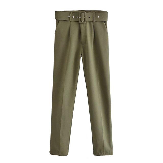 Relaxed Fit High Waisted Women's Trousers with Belt