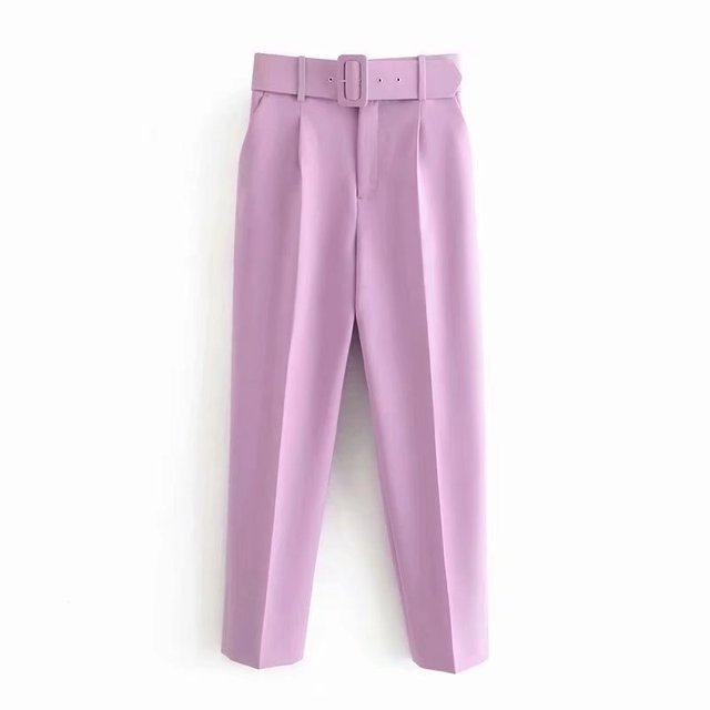 Relaxed Fit High Waisted Women's Trousers with Belt