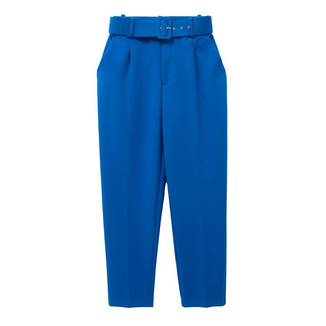 Relaxed Fit High Waisted Women's Trousers with Belt