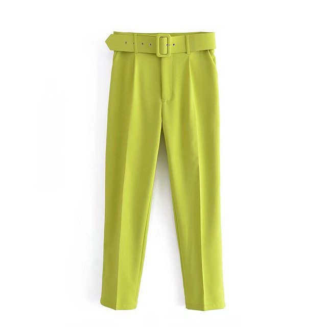 Relaxed Fit High Waisted Women's Trousers with Belt