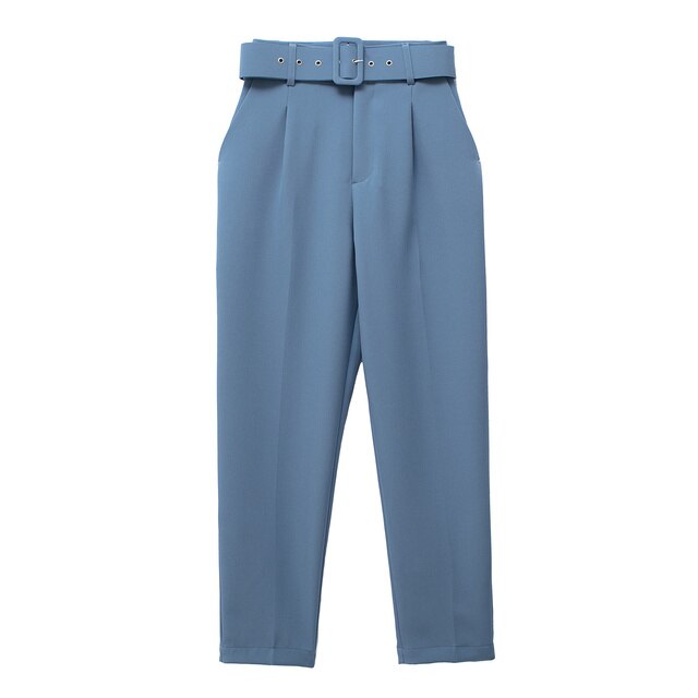 Relaxed Fit High Waisted Women's Trousers with Belt