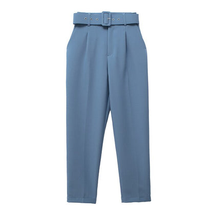 Relaxed Fit High Waisted Women's Trousers with Belt