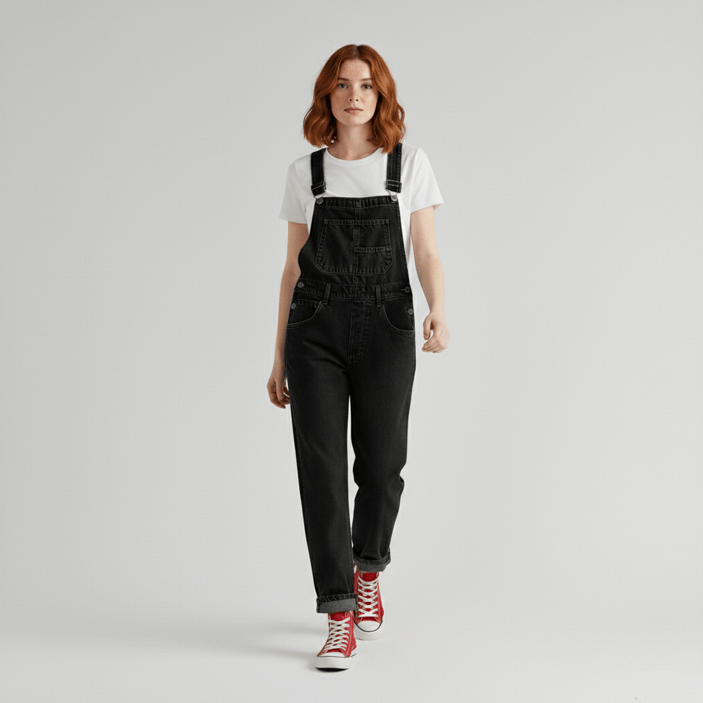 Classic Blue Straight Leg Jeans Overalls - OutfitLondon