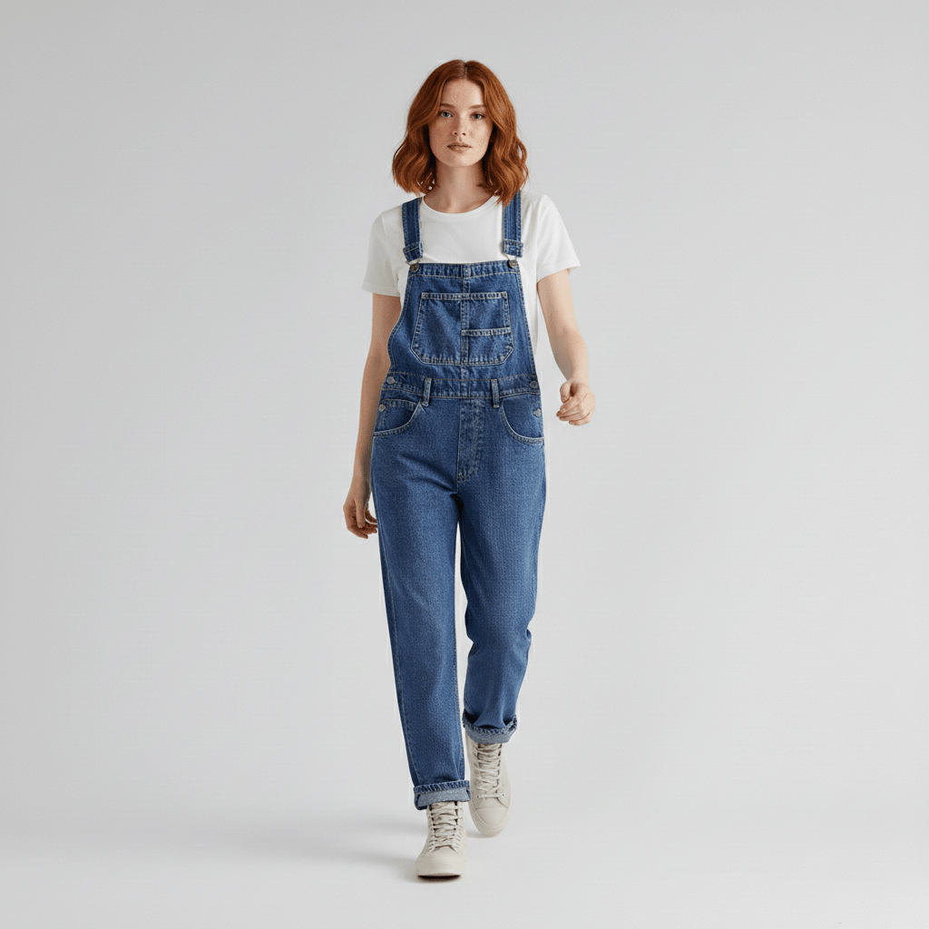 Classic Blue Straight Leg Jeans Overalls