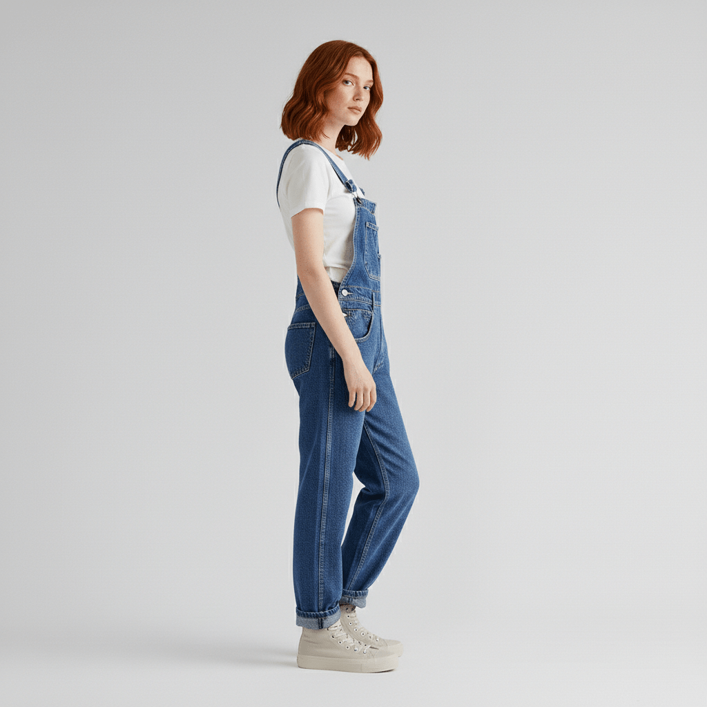 Classic Blue Straight Leg Jeans Overalls