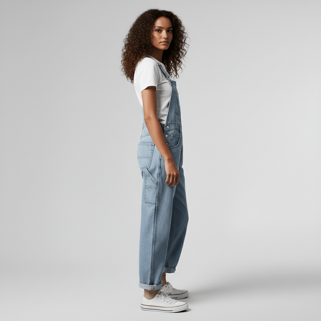 Classic Blue Straight Leg Jeans Overalls