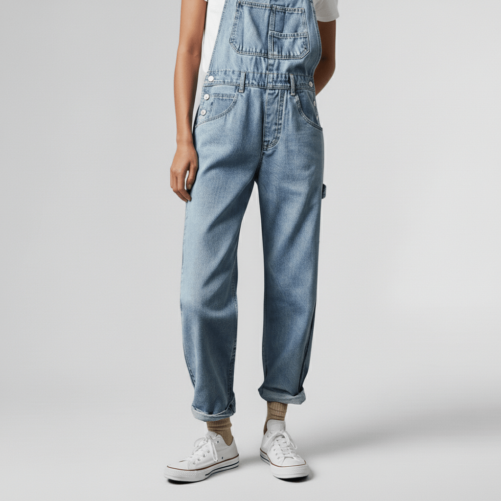 Classic Blue Straight Leg Jeans Overalls