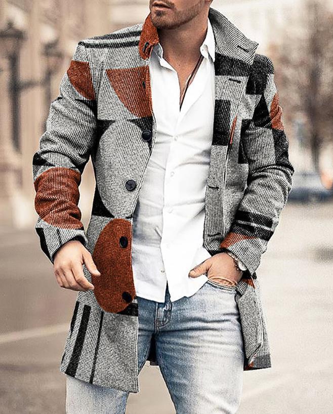 Classic Plaid Men's Wool Overcoat