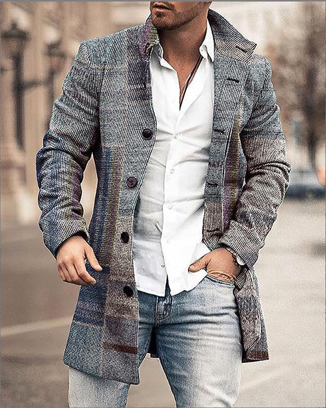 Classic Plaid Men's Wool Overcoat