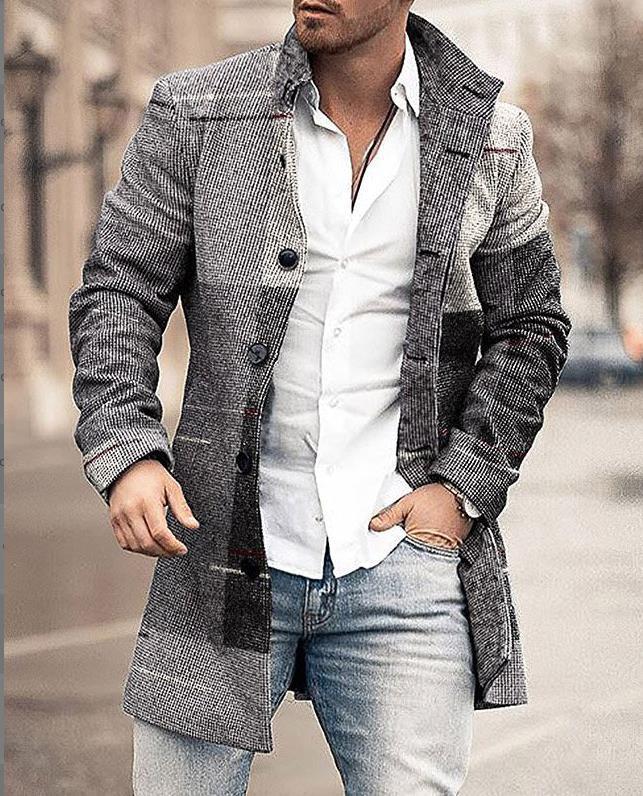Classic Plaid Men's Wool Overcoat