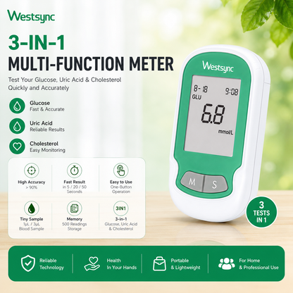 Multifunctional Analyzer Home Cholesterol Test Kit with Lancets Uric Acid Meter Glucose Meter