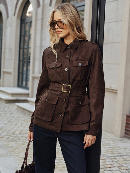 Ladies Classic Suede Trench Coat