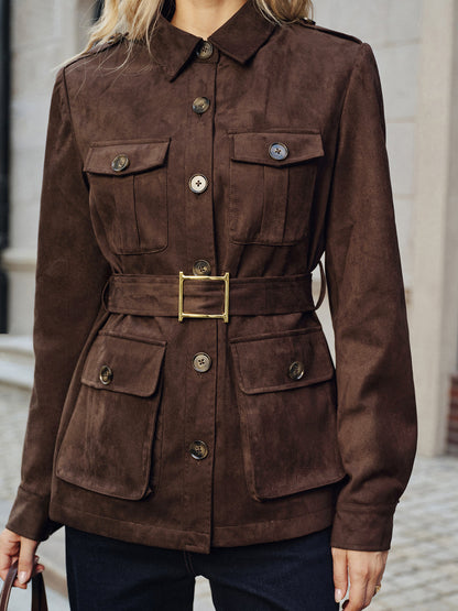 Ladies Classic Suede Trench Coat