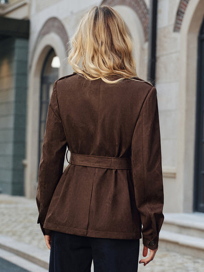 Ladies Classic Suede Trench Coat