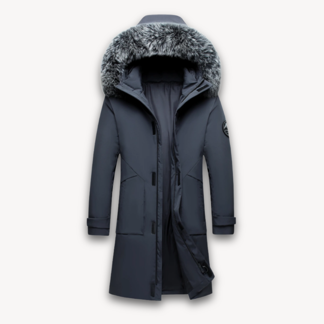Waterproof Men's Jacket with Faux Fur Hooded Coat