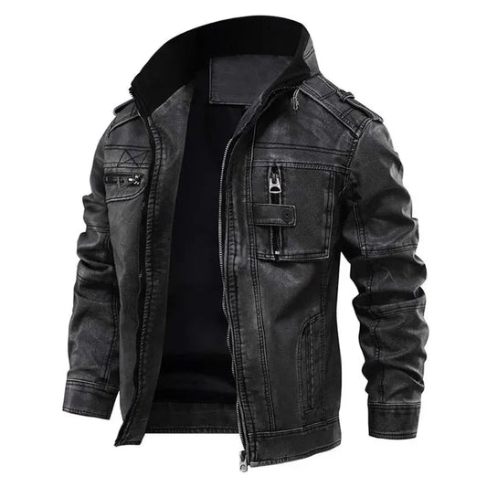 Classic Biker Leather Mens Jacket - OutfitLondon