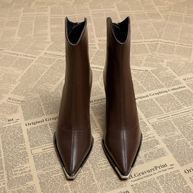 Shiny Silver Buckle Chelsea Boots