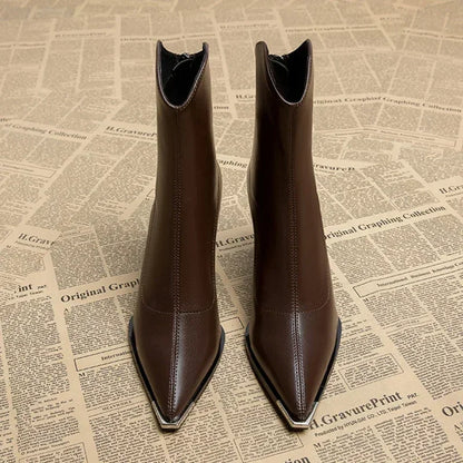 Shiny Silver Buckle Chelsea Boots
