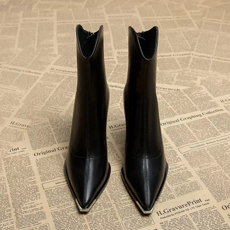Shiny Silver Buckle Chelsea Boots