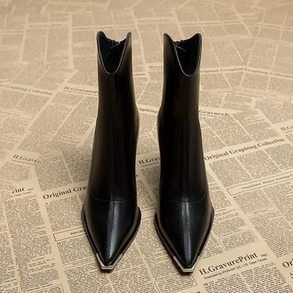 Shiny Silver Buckle Chelsea Boots