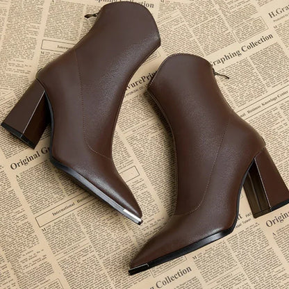 Shiny Silver Buckle Chelsea Boots