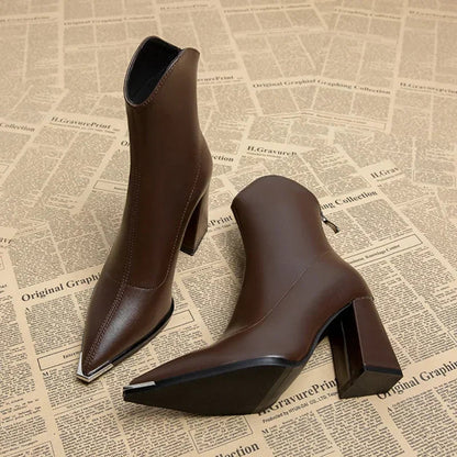 Shiny Silver Buckle Chelsea Boots