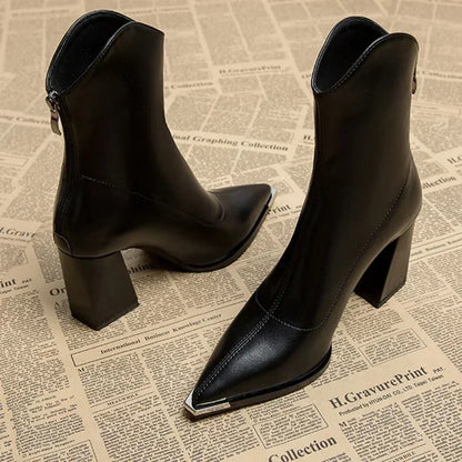 Shiny Silver Buckle Chelsea Boots